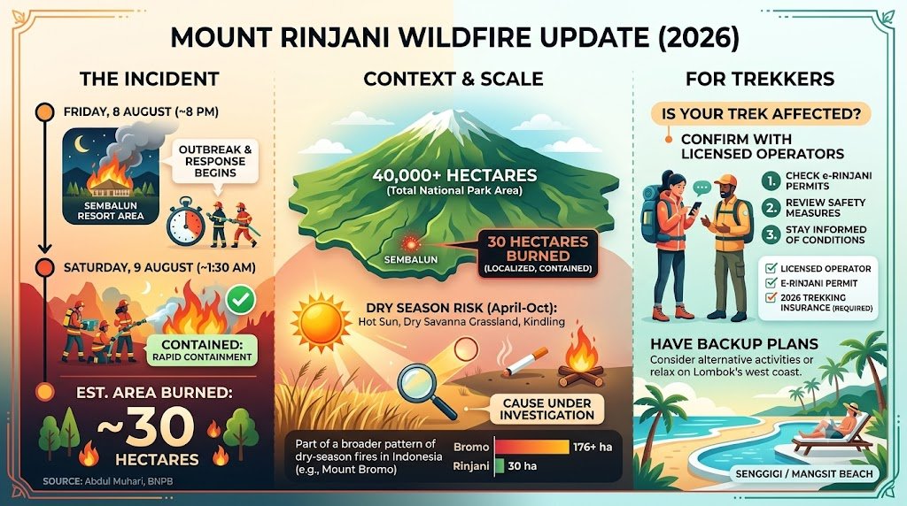 A Wildfire Broke Out Near Rinjani's Sembalun Trail — Here's What Actually Happened 1 mount rinjani wildfire sembalun 2026